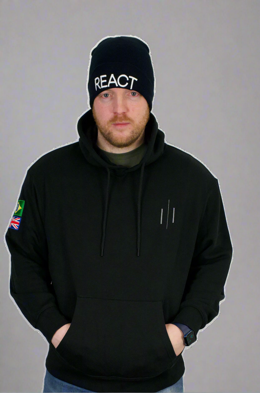 React Black Pocket Hoodie