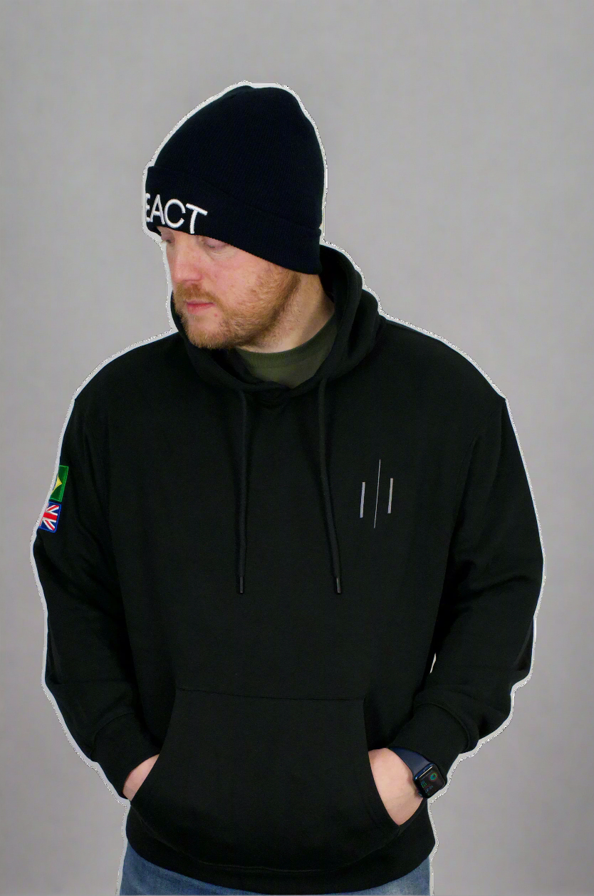 React Black Pocket Hoodie