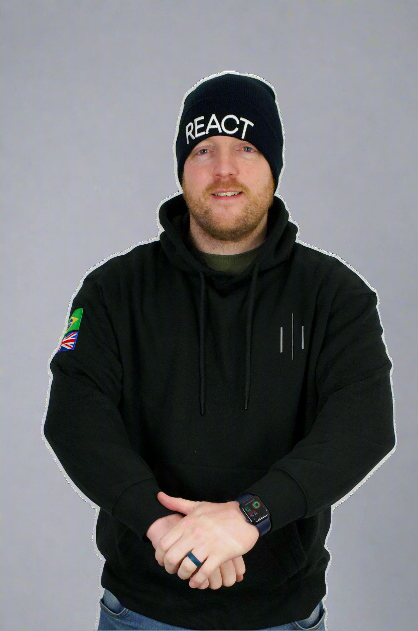 React Black Pocket Hoodie